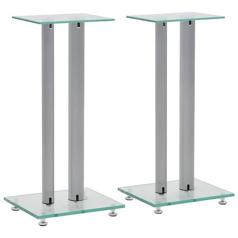 Lautsprecherständer Säulen-Design 2 Stk. Hartglas Silbern