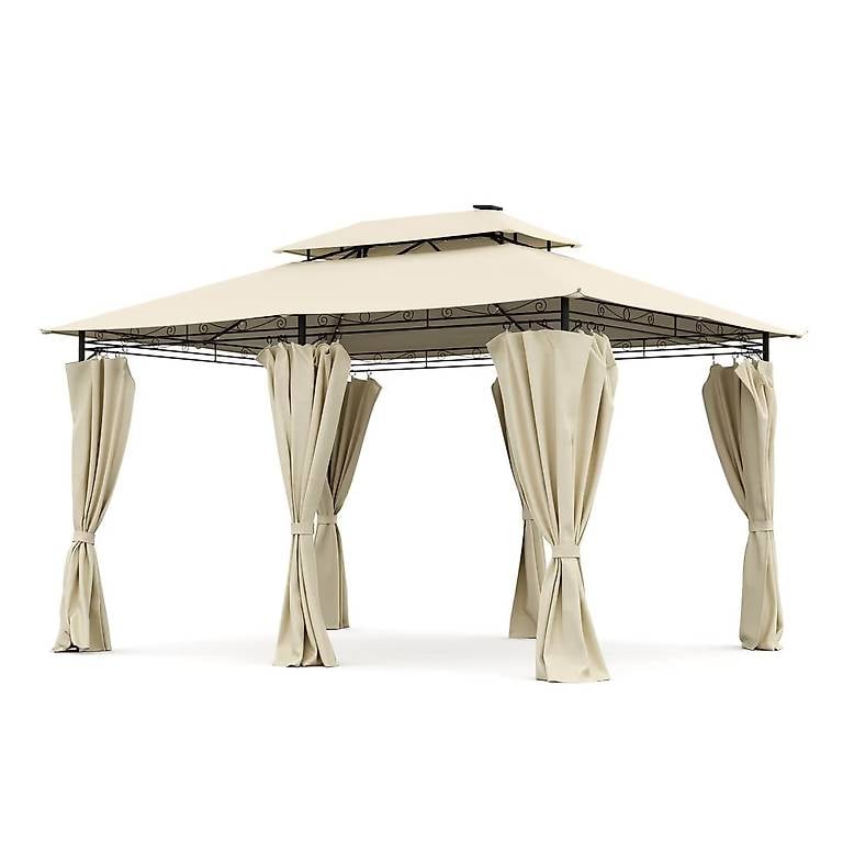 Gartenpavillon LED ROYAL 4 x 3 m beige