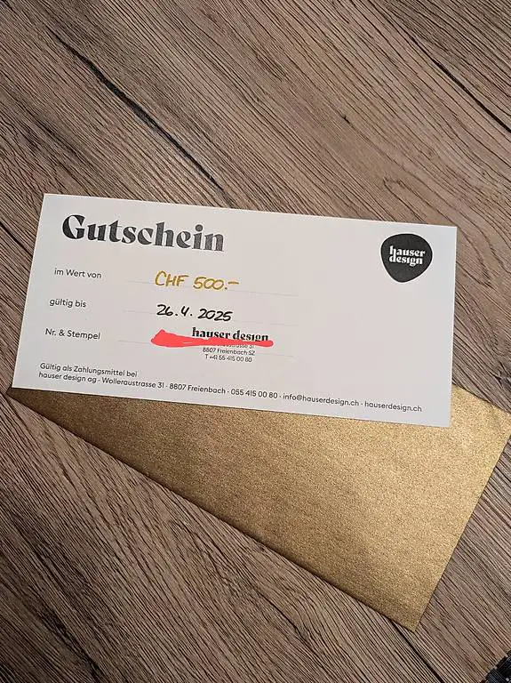 Gutschein Hauser Design CHF 500