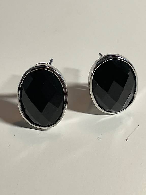 Sterling Silber 925 Ohrringe mit schwarze Stein Onyx