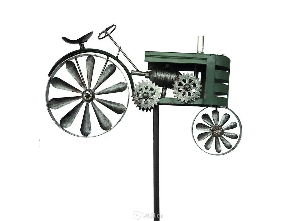  Gartendeko Windrad Metall Traktor auf Stab 160cm