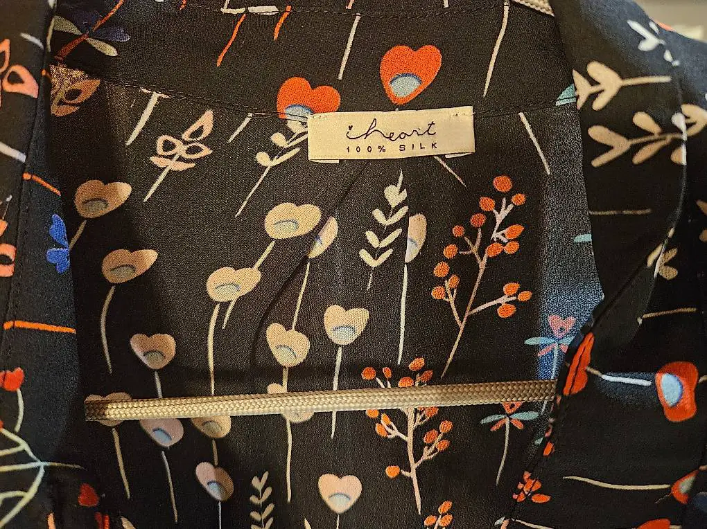 Echte Seidenbluse i heart xl