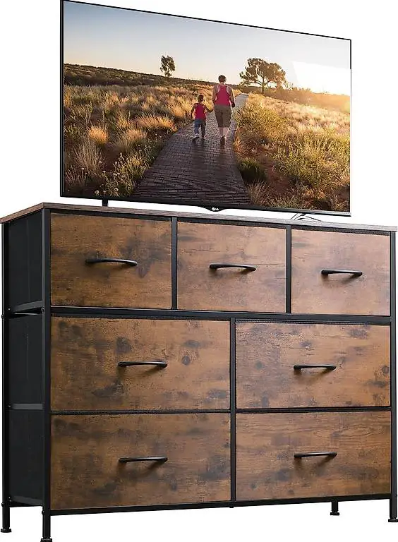 WLIVE Kommode mit 7 Schubladen aus Stoff, Kommodenschrank fü
