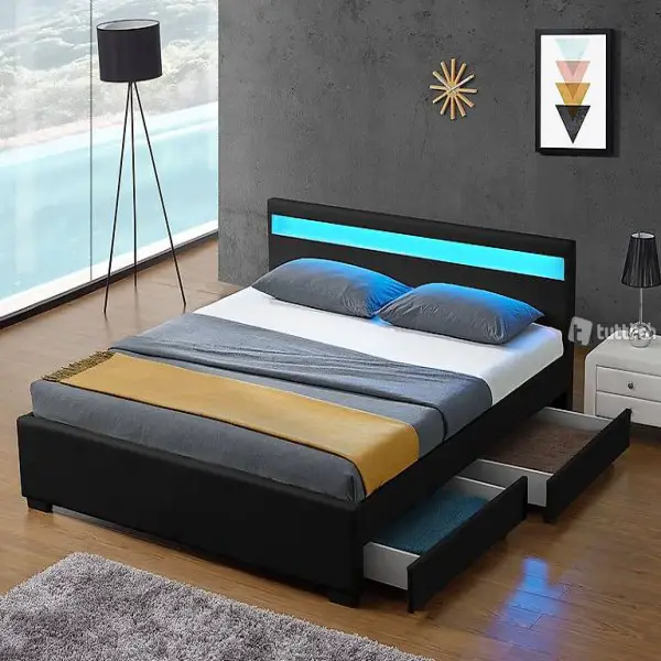  Polsterbett Lyon mit Bettkasten 180 x 200 cm - schwarz