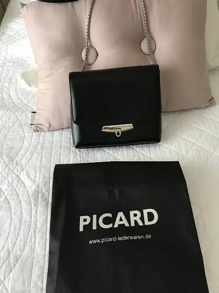 Picard Umhängetasche Ledeer schwarz-silber t296
