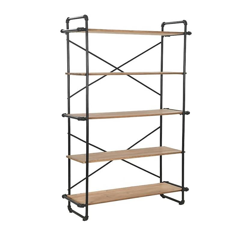 Bücherregal Massivholz Tanne und Stahl 120x42x180 cm