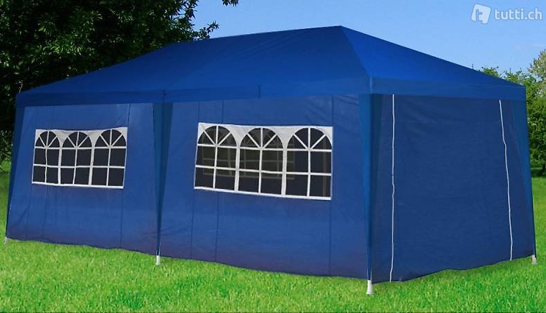  Gartenpavillon Partyzelt 6 x 3 x 2.7 m blau