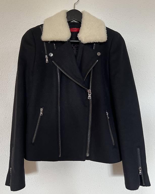Bikerjacke, Wolle, schwarz von HUGO, Gr. S