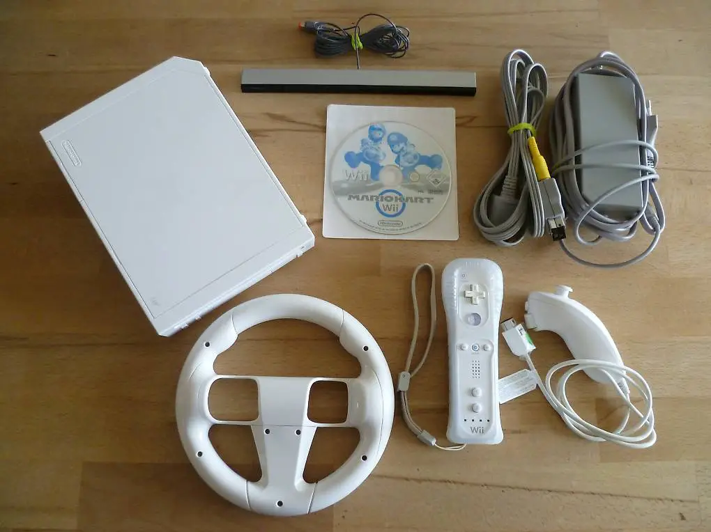 Nintendo Wii mit Zubehör und Mario Kart Wii (einsatzbereit)