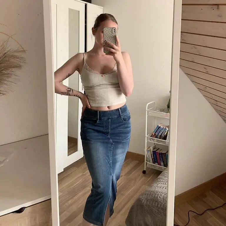 Midi Jeans Rock Grösse XS von Halara