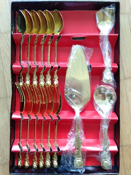 Kaffebesteck 15-teilig vergoldet - neu - in OVP