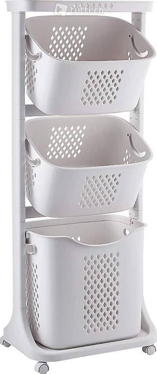  Wäschekorb auf Rollen, Wäschesortierer mit 4 Stockwerke