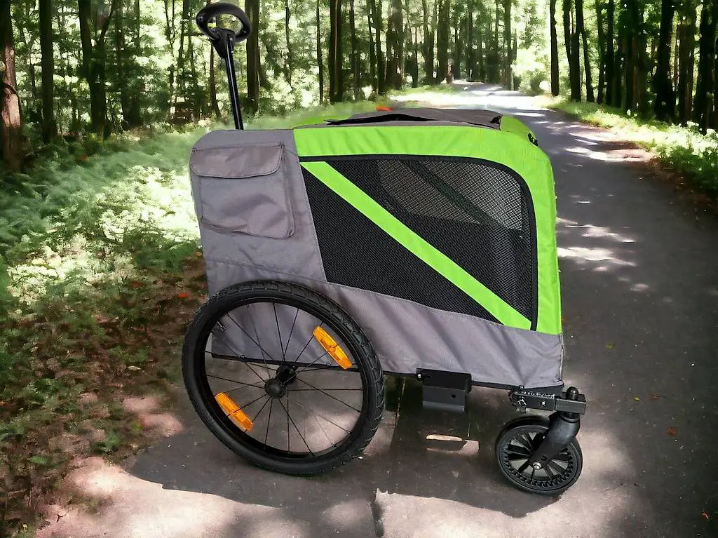 2in1 Fahrrad Hunde Trailer Anhänger & Hundewagen GRÜN NEU