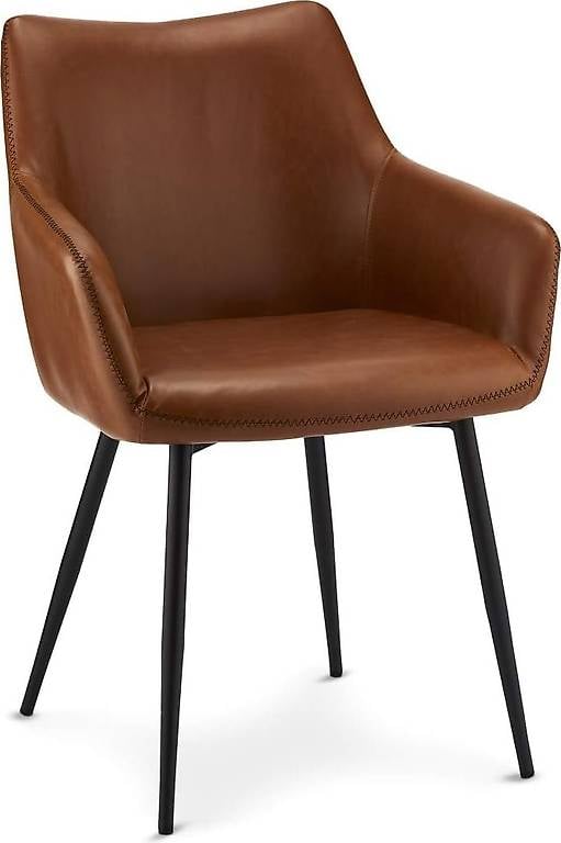 Ibbe Design 2er Set Cognac Braun Kunstleder Esszimmerstühle