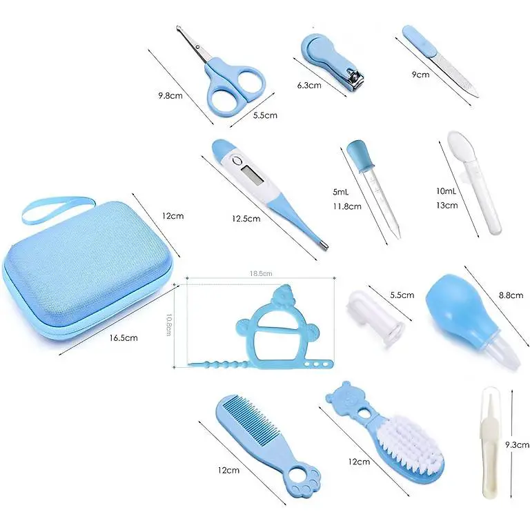 12-teiliges Babypflege Set mit Etui in Blau