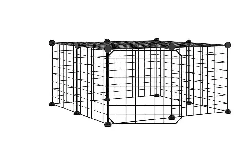 12-tlg. Haustierkäfig mit Tür Schwarz 35x35 cm Stahl