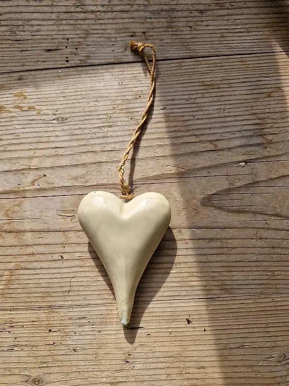 Herz Holz Creme Herzanhänger Deko