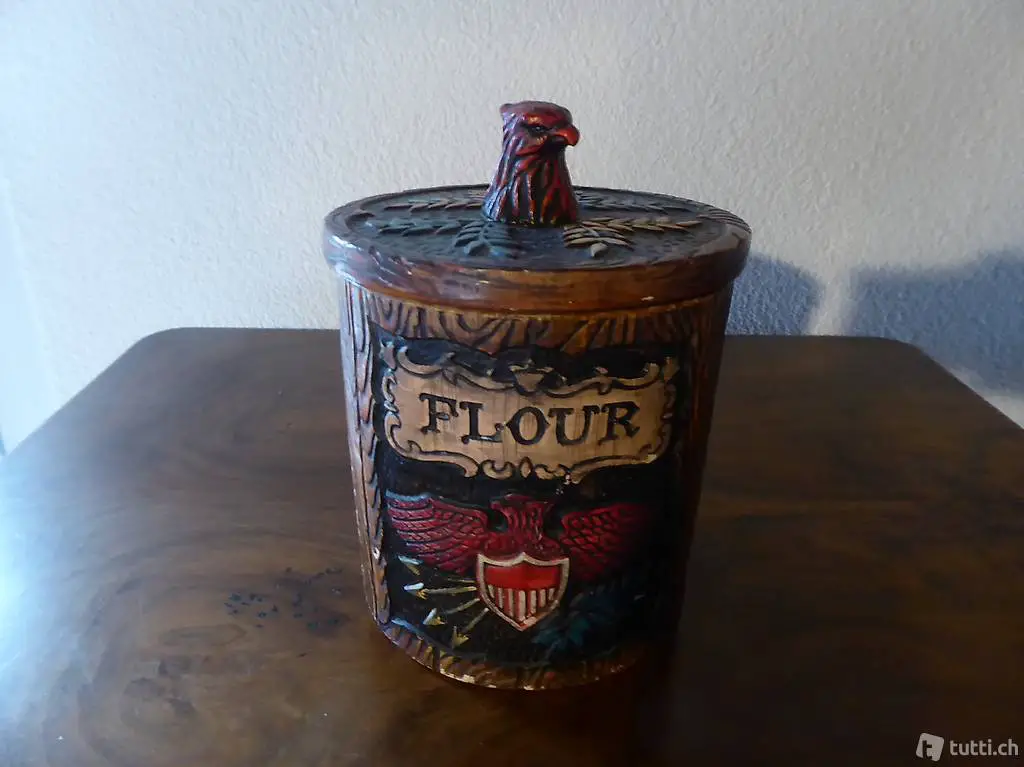 Vorratsdose Vorratstop Keramik mit Deckel aus USA antik