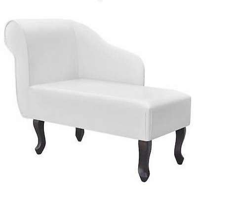  Kunstleder-Chaiselongue mit Armlene Links Weiss