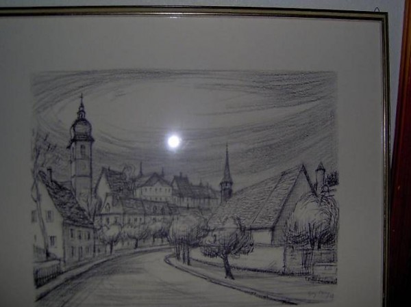 lithographie vue de Porrentruy de Guy Lamy