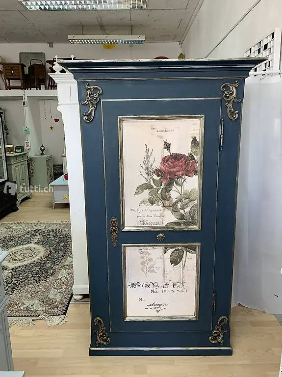 Antik Schrank Tanne Rose blau gold rot shabby chic by börnie