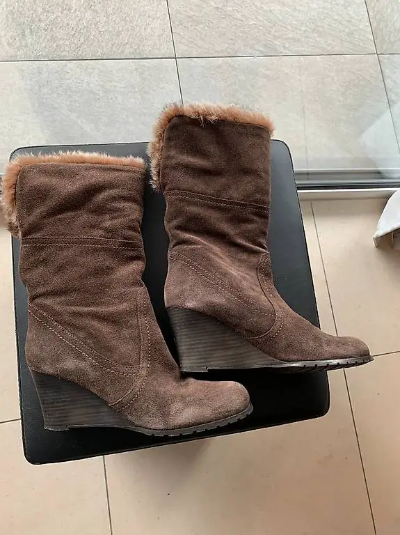 Tamaris Stiefel Leder Wildleder Braun Gr. 40 Plateau