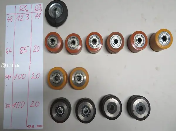 Diverse Räder Rollen abzugeben