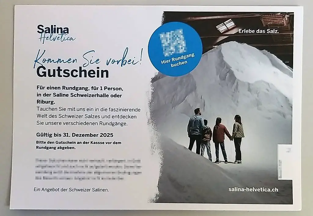 Gutschein Salina Helvetica Salz Tickets Rundgang Saline