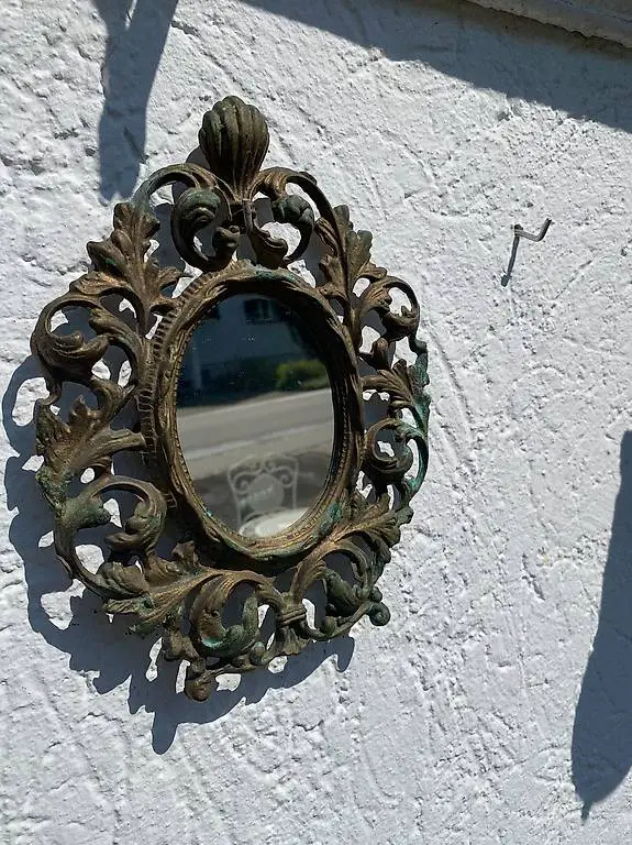 antiker kleiner Bronzespiegel ca. 1900