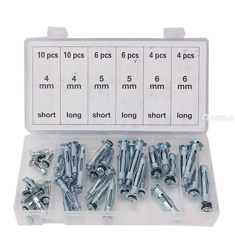  40tlg Hohlraumdübel Metall Dübel Hohlraum Sortiment M4 M5 M6
