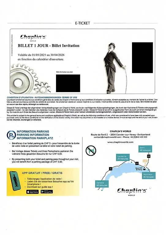 1 Eintrittsticket für Chaplins World