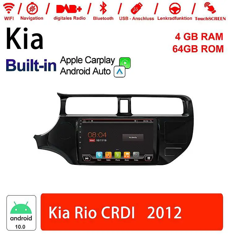 9 Zoll Android 10.0 Autoradio 4GB+64GB Für Kia Rio CRDI 2012