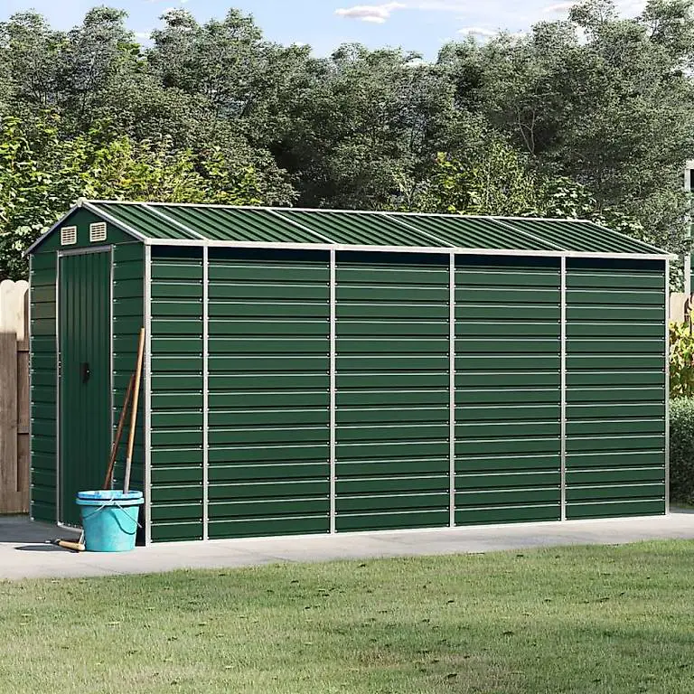 NeuGerätehaus Grün 191x385x198 cm Verzinkter Sta