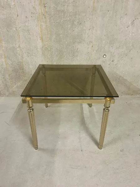 Couchtisch Glas Messing 70er Beistelltisch Rauchglas Tisch