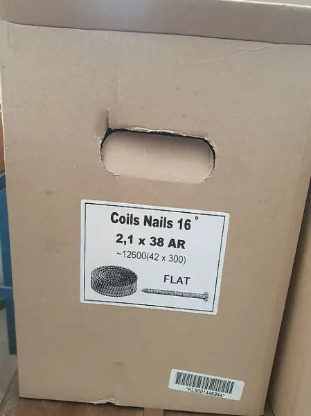  Karton à 12"600 Rollennägel 16 ° blank, Rinkopf, 2,1/ 38 AR