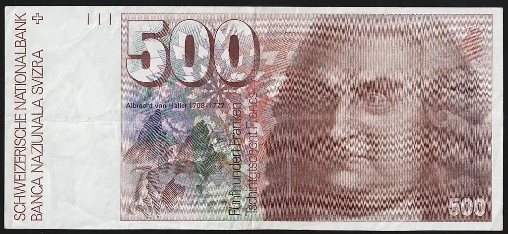 Banknote Schweiz 500 Franken Francs Serie 6 von Haller 1976