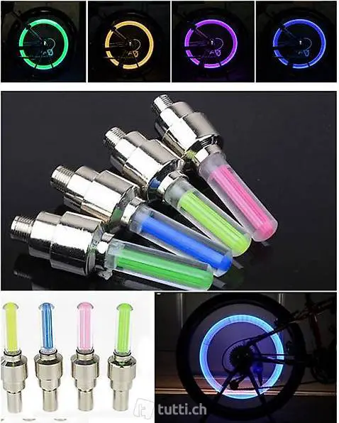  2x LED Ventildeckel Fahrrad Rad AutoFahrrad Rad Auto Ventilk