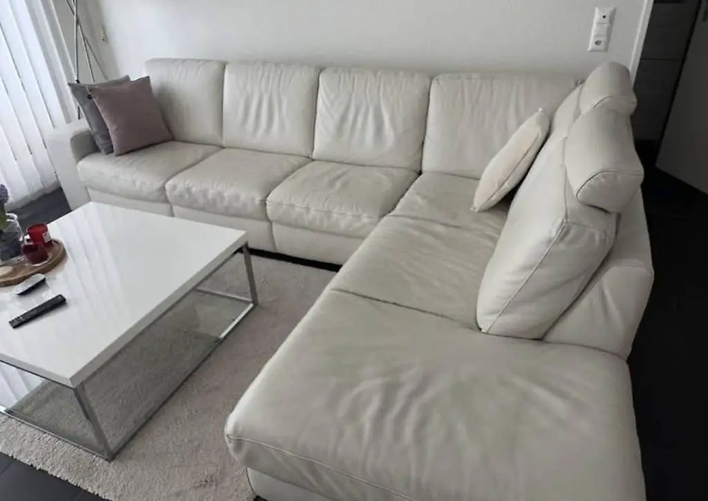 Echtledersofa mit Gebrauchsspuren inkl. Salontisch