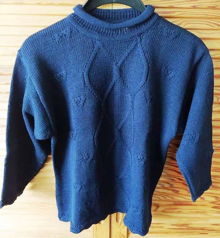 Pullover / Strickpullover für Mädchen, Blau mit Strickmuster
