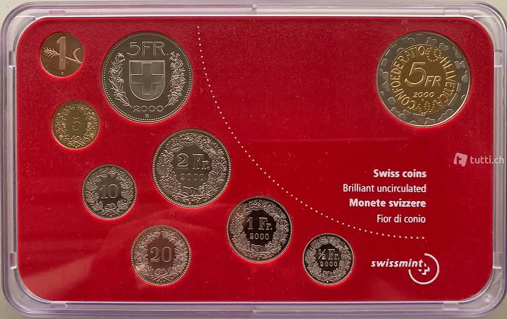 Schweizer Kursmünzsatz von 2000 - Stempelglanz
