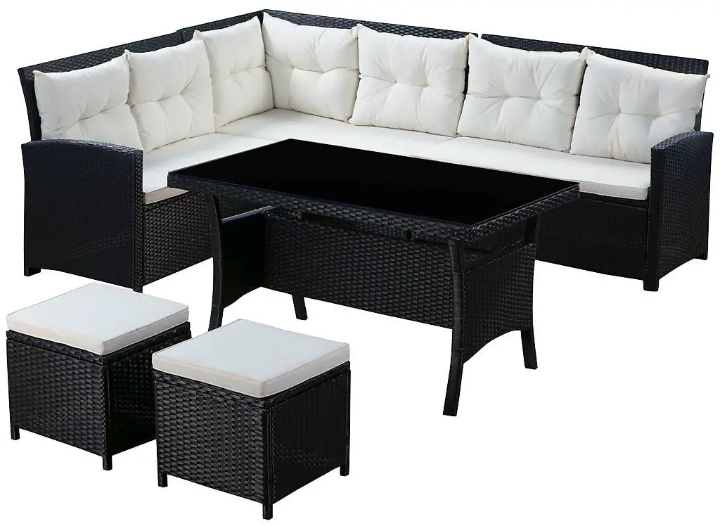 Rattanlounge CANNES schwarz