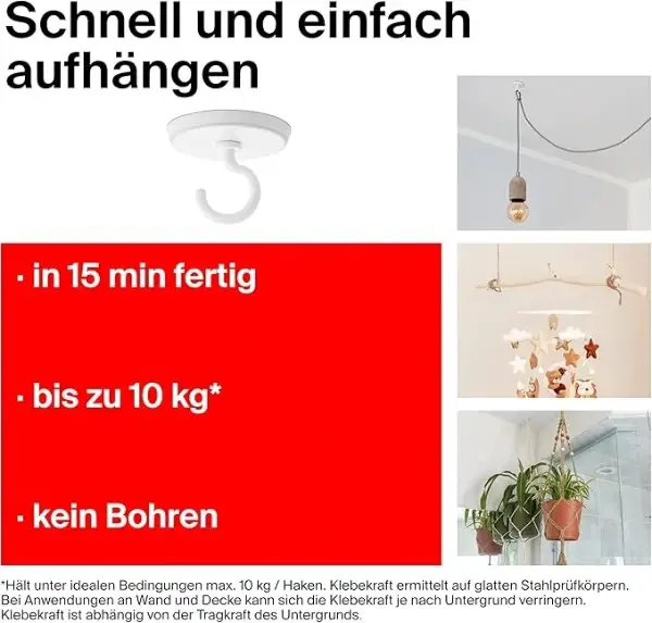 Fischer Klebehaken – bis 10kg – ohne Bohren 10 Stück