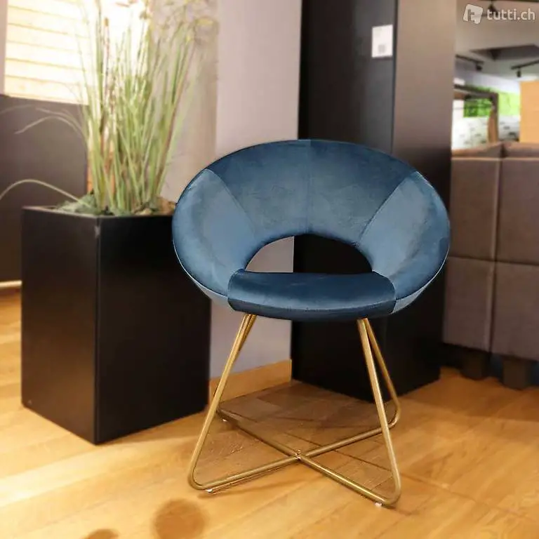  Samtstuhl Blau Esszimmerstühle Besucherstuhl Stoff Samt