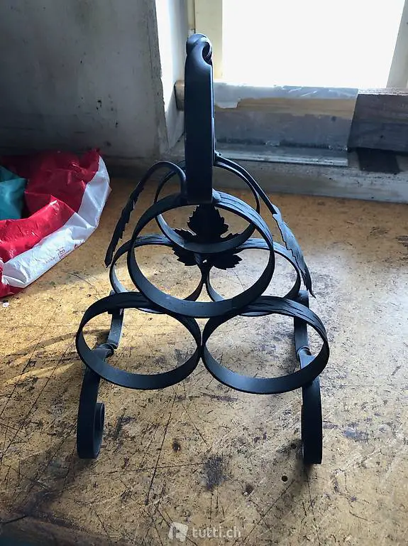 Weinständer für 3 Flaschen aus Schmiedeeisen