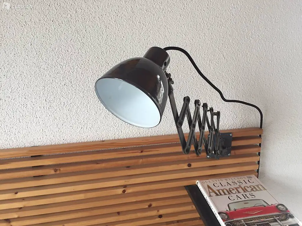 Scherenlampe antik emailliert