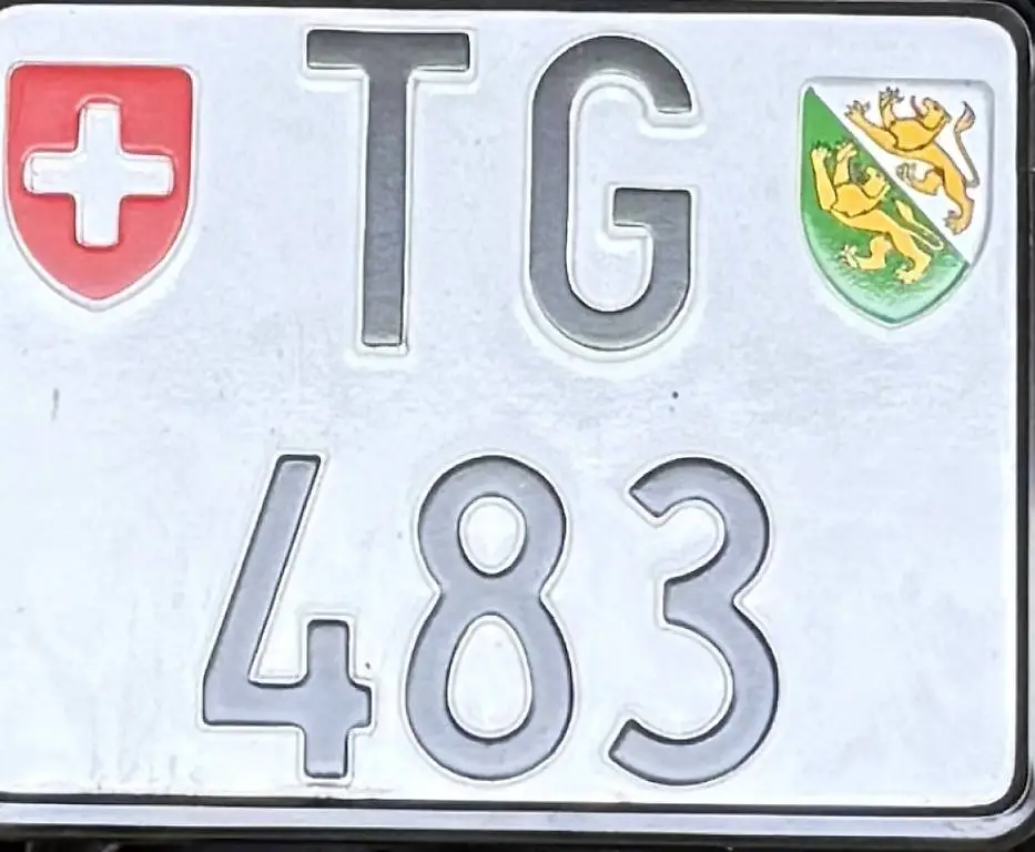 TG 483 Nummer Töff Kontrollschild