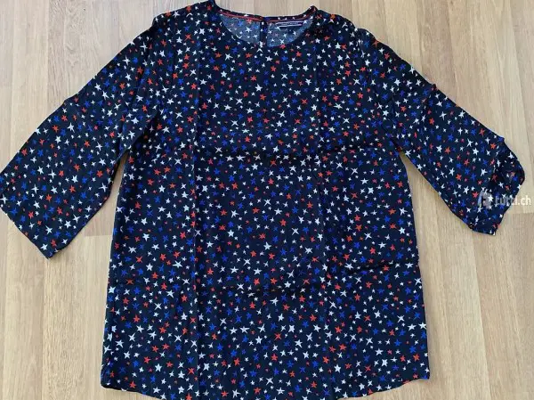 3/4-Arm Bluse von HILFIGER schwarz mit Print Gr. 38-40 (M)