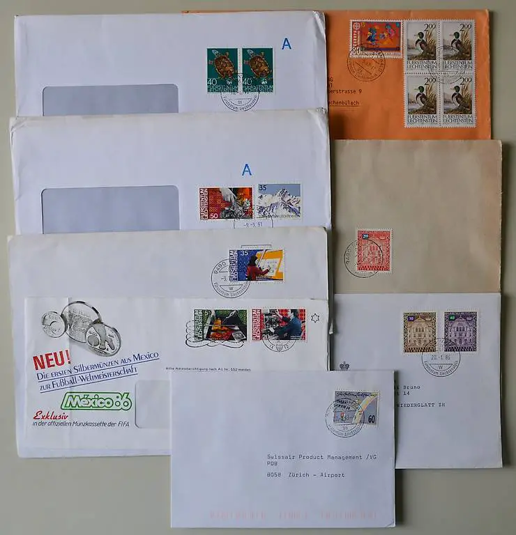 Diverse Fürstentum Liechtenstein auf Brief
