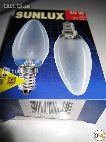 Glühbirne Sunlux matt E14,40w , neu
