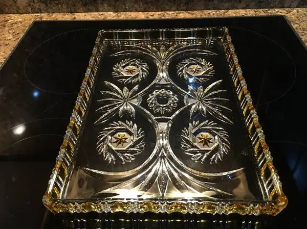 Plateau en cristal au plomb/Antique-32 cm x 24 cm